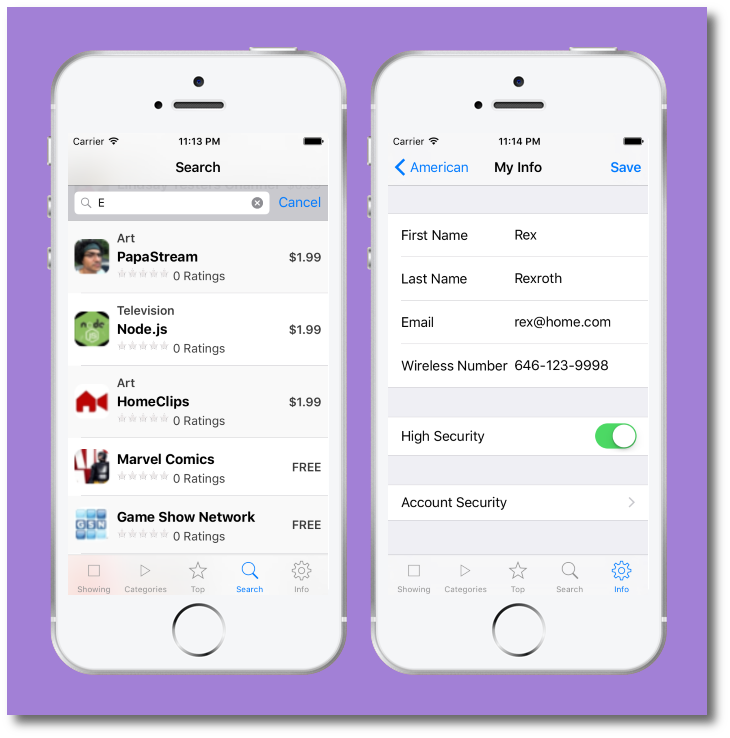 A screenshot of an app made by an objective c freelancer